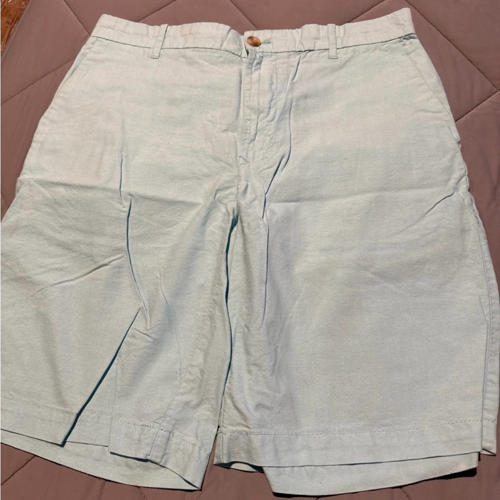 Izod Pale Blue Cotton Blend Flat-Front Shorts